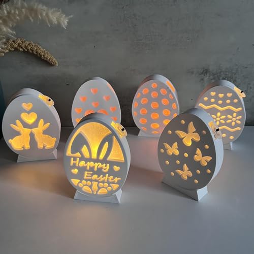 Ostern Deko DIY Hasenform, Ostergeschenke, Ostern Kaninchen Silikonformen Gießformen, Kaninchen Gießform Ostern Hase Gießformen Silikon Osterhase zum Gießen, Osterei Gipsformen für (6pc, One Size) von TIMIYUYU