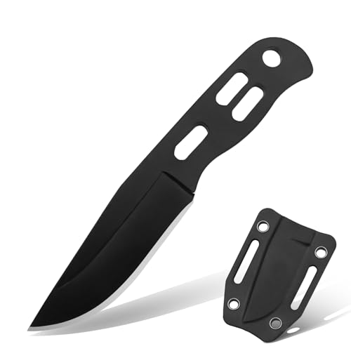 TIMKOSS EDC Taschenmesser Mini Outdoor Jagdmesser Camping Neck Knife Messer, ABS-Griff-Scheide, Full Tang Überlebensmesser, feststehende Klinge, Scharf Survivalmesser (Schwarz F1) von TIMKOSS