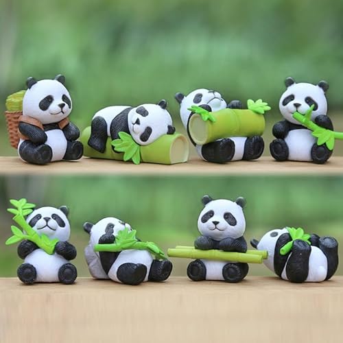 Mini Panda Figuren, 8 Stück Panda Kuchen Dekoration, Kinder Geburtstag Party Supplies Miniatur Panda Figuren Tortendeko Cartoon Kuchenaufsätze für Zimmer Dekoration, Urlaub Geschenk Kreative Geschenke von TIMVLETI