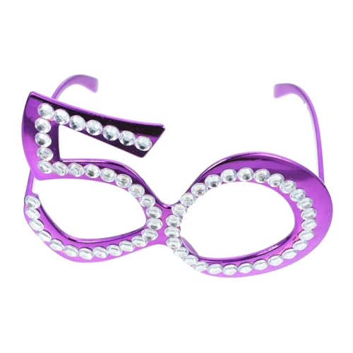 TINEASUR 1 Paar Party-requisiten Led Geburtstagsbrille Lila Dekor Googeln Neuheitsbrille Mit Glitzerrahmen Dekoration Zum 50-jährigen Jubiläum Scherzbrille Neuartige Brillen Violett Plastik von TINEASUR