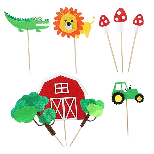 TINEASUR 1 Satz Cartoon-Tier-Kuchendekore Kuchendeckel vom Bauernhof Dekorationen für Bauernhofpartys bauernhoftiere farm animals Cupcake-Topper Bauernhof-Cartoon-Kuchendekore gefühlt von TINEASUR