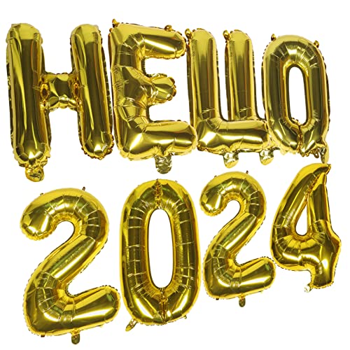 TINEASUR 1 Satz HELLO 2024 wand polsterung deckenverkleidung Herzlichen Glückwunsch, Graduiertenballons Partyballons für das neue Jahr 2024 weihnachtsdeko Partydekoration Ballondekorationen von TINEASUR