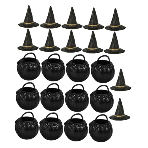 TINEASUR 1 Satz Hexenhut-eimerglas Halloween-dekorationen Im Innenbereich Wasserkocher Halloween-süßigkeitskessel Schwarze Kesselkessel Halloweeb Miniaturkessel Stativ Pp Black von TINEASUR