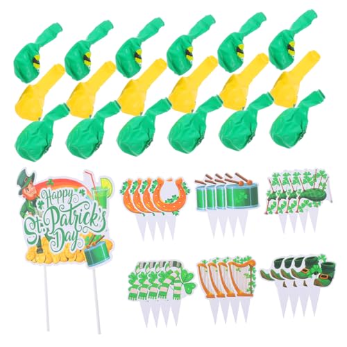 TINEASUR 1 Satz Kleeblatt-Partydekorationen St. Patricks Day Dekoration Riesenballon-Partydekoration luftballons grün party dekoration Party-Cupcake-Topper Luftballons Tortenaufsatz Papier von TINEASUR