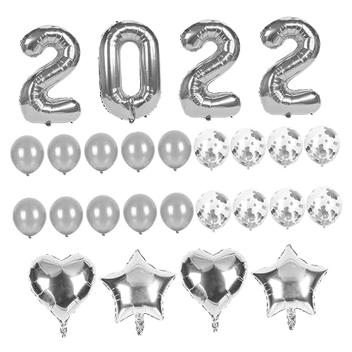 TINEASUR 1 Satz Neujahrsballons Partyballons Silberne Ballons Heimdekoration Weihnachten 2022 Neujahrspartyzubehör Dekor Neujahrsparty 2022 Fotostudio Hintergrund Emulsion von TINEASUR