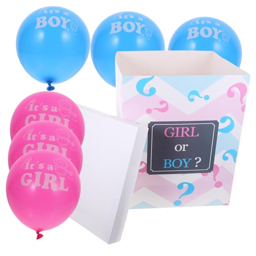 TINEASUR 1 Set Shower Geschlechtsrevealfeld Mit Ballon Box Für Junge Oder ädchen 1 Papierbox 3 Und 3 Blaue Luftballons Dekoration Für Die Babyparty von TINEASUR