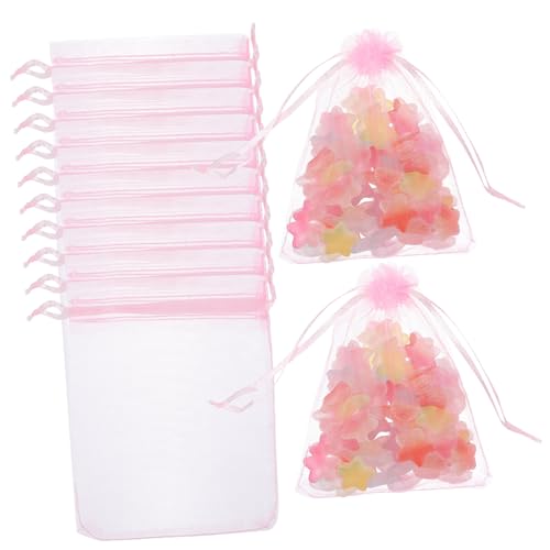 TINEASUR 100St Geschenktüte zur Taufe Tasche mit Kordelzug Organzabeutel mit Kordelzug weihnachtsbonbontüten Geschenktüten aufbewahrungssack kleine Süßigkeitentüten kleine Netztaschen Rosa von TINEASUR