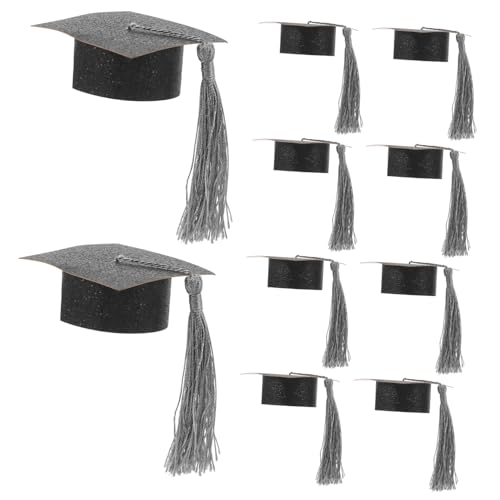 TINEASUR 10St Abschlusspokal Deckel lei Abschlusskappe Abschlusshut, Kelchkappen Planke Party uni abschluss graduation cap Glasabdeckung Dekorationen für Weinkelche Papier Black von TINEASUR