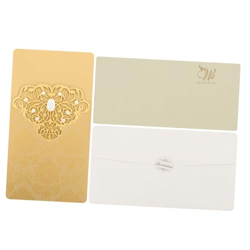 TINEASUR 10st Umschlag Hohle Einladung Einladungspapier Hohle Hochzeitskarte Hallo Einladungskarten Hochzeitseinladungstasche Leere Hochzeitseinladungen Vintage-karton Golden Spezialpapier von TINEASUR