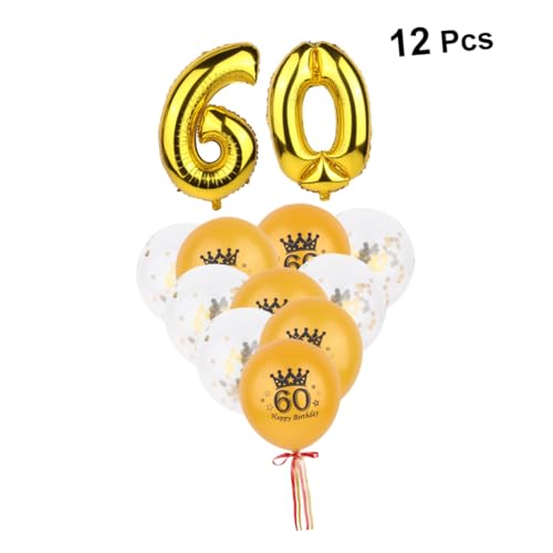 TINEASUR 12 Stück 1 Satz Latexballons zum Geburtstag Konfetti-Luftballons Geburtstag Luftballons zahlen luftballon Zahlenballons Luftballons für Geburtstagsfeiern Ballons bedrucken Golden von TINEASUR