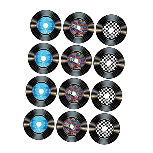 TINEASUR 12 Stück Vinyl Schallplatten Dekoration, Papier Schallplatten, Schallplatten Wanddekor, Schilder, Papier Schallplatten Ornament, Heimwandschild, Schallplatten, Papier von TINEASUR