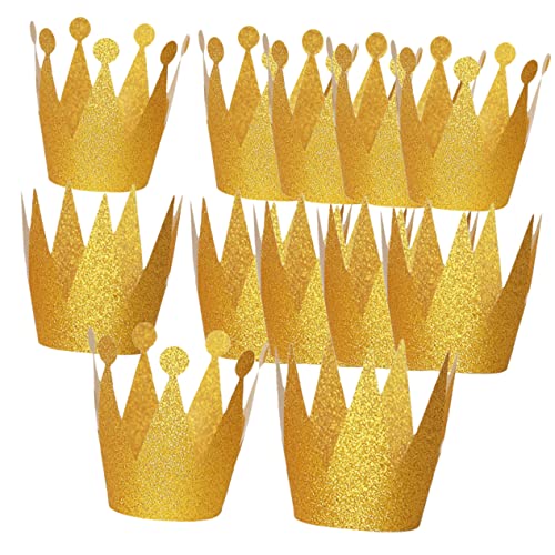 TINEASUR 12st Kronenhut Dekorativer Geburtstagshut Geburtstagsparty-requisite Partyhüte Für Kinder Geburtstagsfeier-requisite Kleinkind-kronen-dekor -geburtstagskrone Golden Papier von TINEASUR