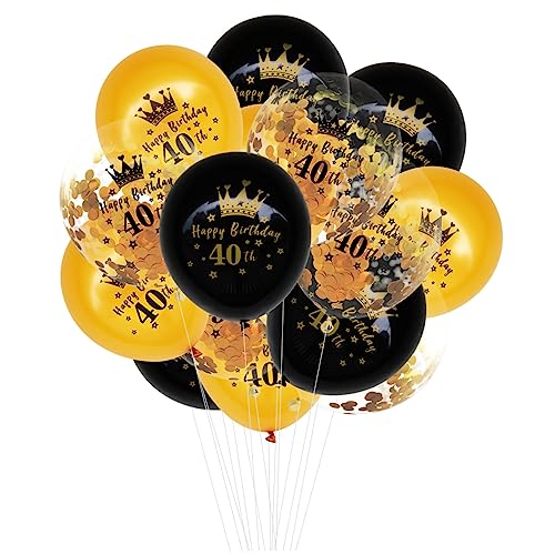 TINEASUR 15St Geburtstag Luftballons Goldene Zahlenballons 40 Jahre Ballons konfettiballone wand polsterung Golddekor zahlen luftballon Partyzubehör Konfetti Geburtstagsballons Emulsion von TINEASUR