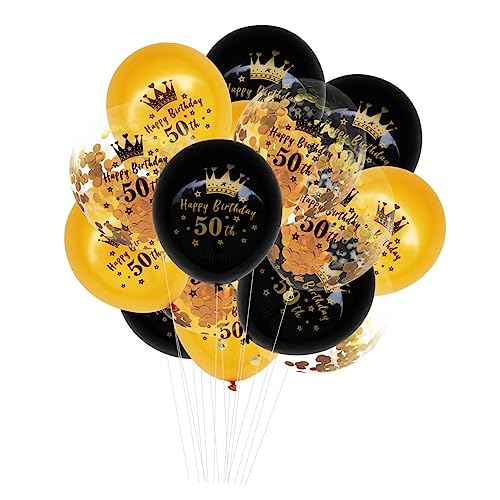 TINEASUR 15St Geburtstag Luftballons Partyballon zum 50. Geburtstag Geburtstagsballon Zahlenballons konfettiballone Golddekor zahlen luftballon Latexballons zum Geburtstag Partyzubehör von TINEASUR