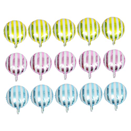 TINEASUR 15St runder gestreifter Ballon Bonbonfolienballon Hochzeit Heliumballons Babyballons weihnachtsdeko dekoration weihnachten dekorativer Luftballon szene ballons dekor Aluminiumfolie von TINEASUR