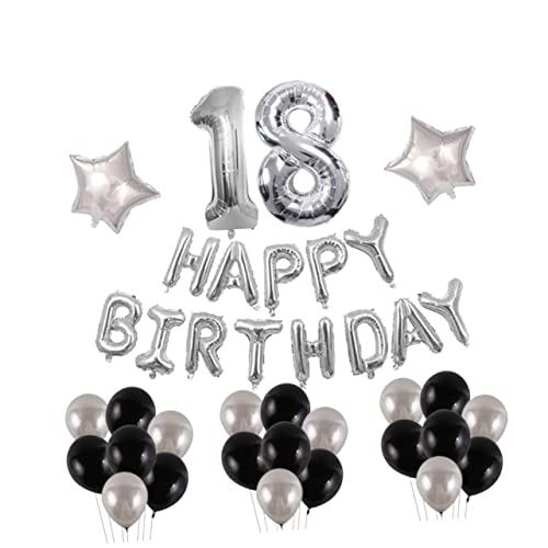 TINEASUR 18 Jahre Alt Alles Zum Geburtstag Luftballons Set Dekorative Luftballons Aus Naturlatex Und Aluminiumfolie Silber Für Geburtstagsfeiern Und Jubiläumsfeiern von TINEASUR