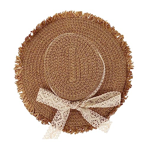 TINEASUR 1Stk Strohhut Puppenhut-Dekor Mini-Strohhüte Zubehör für Puppenkleidung Mini-Sombrero-Hüte UV-Hüte doll accessories bastelzeug Puppendekor-Accessoire Puppenzubehör Gras Khaki von TINEASUR