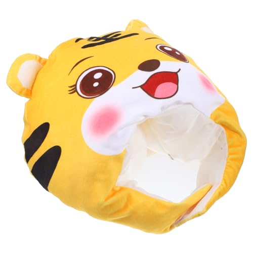 TINEASUR 1Stk Tiger Kopfbedeckung Hut tiermütze tierkostüme accessoires fasching fastnacht dekoration Tigerfigur Plüschtiere entzückende Tigermützen lustiger Partyhut PP Baumwolle Yellow von TINEASUR