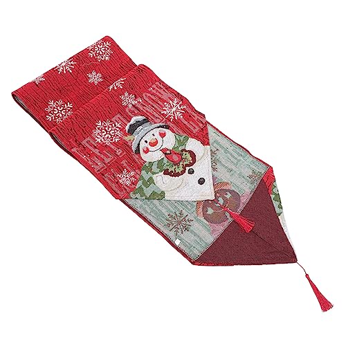 TINEASUR 1Stk Weihnachten Sackleinen Stickerei Weihnachtsbettläufer Tischdekoration Krippendekor Weihnachts-mitteldecken Christmas Table Cloth Weihnachtstischläufer Tuch für Tisch Stoff rot von TINEASUR