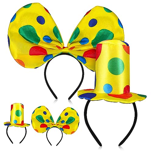 TINEASUR 2 Sätze Zirkushut Clown-hut-stirnband Halloween-clown-stirnband Zirkus-clown-hut Clown-kostüm Karnevalshut Clown Schleife Stirnband Narrenhut Clown-partyhut Clown-zubehör Plastik von TINEASUR