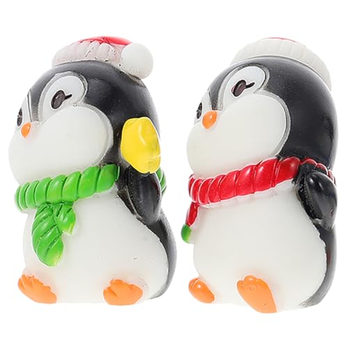 TINEASUR 2St Mikro-Landschafts-Pinguin-Ornamente Mini-Pinguin-Ornament Mini-Pinguinfiguren wilde Tierfigur Pinguin-Weihnachtsdekorationen Desktop-Ornament Mini-Pinguin-Statue Tierdekor Harz von TINEASUR