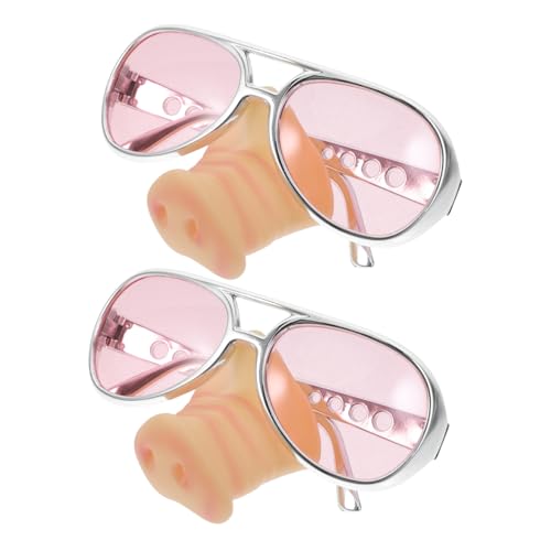 TINEASUR 2st Brille Mit Schweinenase Lustige Sonnenbrille Begeisterte Sonnenbrille Trendige Sonnenbrille Fiesta Verrückt Riesige Partybrille Brillenschwein Brillenetui Für Mädchen Amor Rosa von TINEASUR