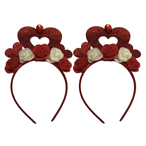 TINEASUR 2st Valentinstag Stirnband Glitzer-herz-stirnband Glitzer-party-prinzessin-dekoration Valentinstag Herz Stirnband Halloween-dekorationsfreigabe Valentinstag Haare Rot Filzstoff von TINEASUR