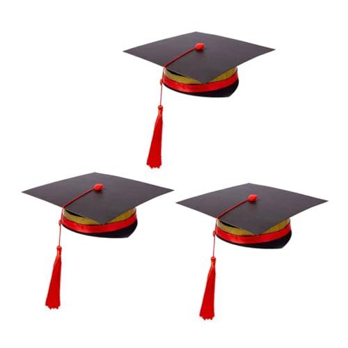 TINEASUR 3 Sätze Abiturmütze graduation cap Graduation hood Abschlusshut aus Papier für Kinder Abschlusskappe mit Quaste handwerkliches Abschlusskunstwerk DIY Abschlusshut Polyester von TINEASUR