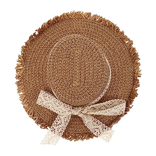 TINEASUR 3 Stk Strohhut Flacher Hut Mini-babypuppen Faltbarer Hut Mini-sombrero-hüte Faltbarer Sonnenhut Mit Uv-schutz Mini-puppen Puppenzubehör Miniaturpuppen Mini-strohhüte Gras Khaki von TINEASUR