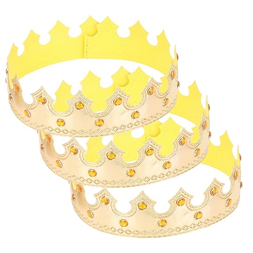 TINEASUR 3St Krone Geburtstag Haarschmuck mädchen stirnbänder kind haarband geburtstag kopfbedeckung Geburtstagsparty-Stirnband Kostüm Cosplay-Kopfbedeckung kinder stirnbänder Stoff Golden von TINEASUR