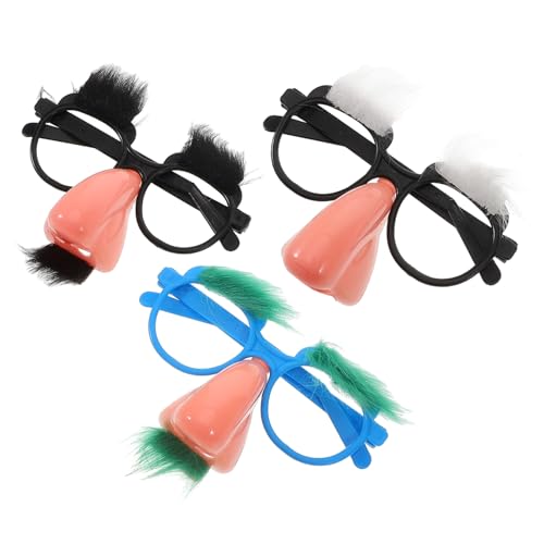 TINEASUR 3St Lustige Requisitenbrille Brillen-Foto-Requisiten lustige Nasenbrille Clown-Brille Fasching Accessoires lustige verkleidung Halloween-Partyzubehör Brille verkleiden Plastik von TINEASUR