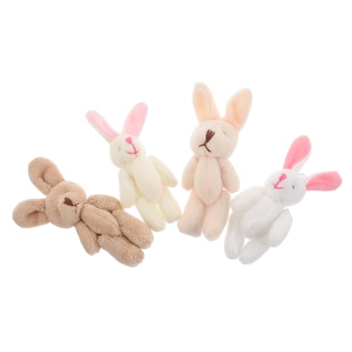 TINEASUR 4 Stück Plüschtier DIY-verzierung Hase Plüschpuppe DIY-hasenmaterial Kuscheltier Schlüsselanhänger Mini-Puppen Kleiner Hase Plüschhasen-Ornament Mini Stoffhase Kurzer Plüsch von TINEASUR