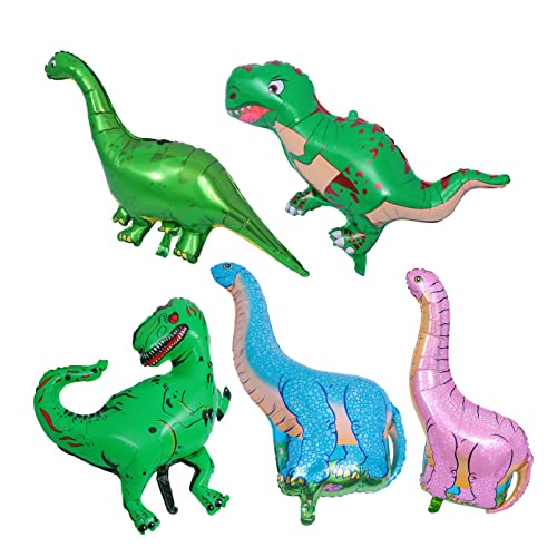 TINEASUR 5 Stück Dinosaurier Mylar Folienballons Bunte Luftballons Für Kindergeburtstag Dschungel Thema Dinosaurier Partyzubehör Helium Geeignet Perfekte Dekoration Für Dino Fans von TINEASUR