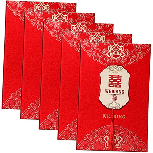 TINEASUR 5st Hochzeits Einladung Hochzeitseinladung Hochzeitsumschläge Chinesische Hochzeitsgeschenke Umschlag Für Einladungskarten Asiatisches Einladungskarte Zur Hochzeit Papier Rot von TINEASUR