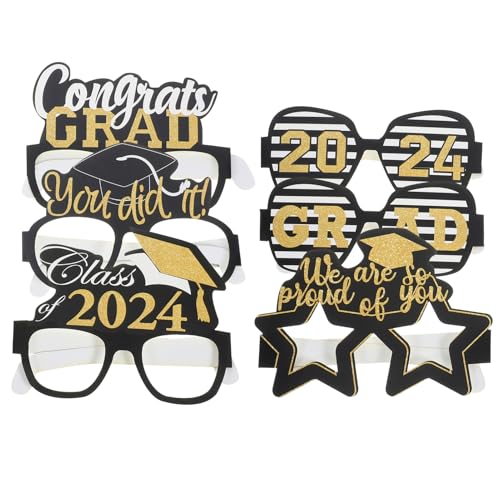 TINEASUR 6 Stück 2024 Brille für die Abschlusssaison Partygeschenke Grad Brille Grad Kostümzubehör party zubehör fotozubehör lustige Brillenparty Dekorationen für Abschlussfeiern Papier von TINEASUR