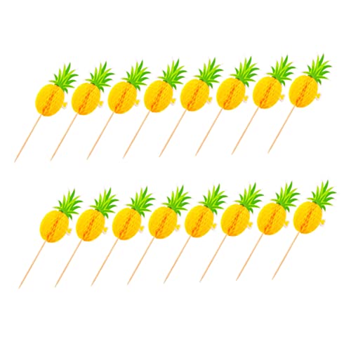 TINEASUR 60 Stk Flamingo-Kuchen-Einsatz Ananas-Kuchen Flamingo-Cupcake-Topper mottoparty hawaii kuchendekoration Hochzeitsdeko Cupcake-Ornamente Geburtstagskuchen-Picks Papier Yellow von TINEASUR