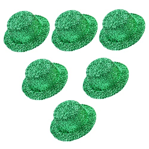 TINEASUR 6St Irischer Hahnrei kleine Hüte Glitzer Hüte Glitzer-Zylinder schicke Mütze bandalette kindermütze st. Patricks Day Zylinderhut Puppenhut basteln farbige Seidenwolle Green von TINEASUR