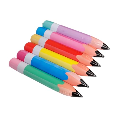 TINEASUR 6st Aufblasbarer Bleistift Aufblasbares Spielzeug Mit Bleistift Weihnachtsgroße Bleistifte Aufblasbare Bleistiftstütze Aufblasbare Bleistifte, Jumbo-requisiten Jumbo-buntstifte Pvc von TINEASUR