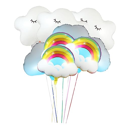 TINEASUR 9 Stück 1 Satz Wolken-regenbogen-ballon Wolke Ballons Babyparty Weiße Wolkenballons Dekorative Luftballons Regenbogenballons Ballonparty Requisiten Für Partyballons Aluminiumfolie von TINEASUR