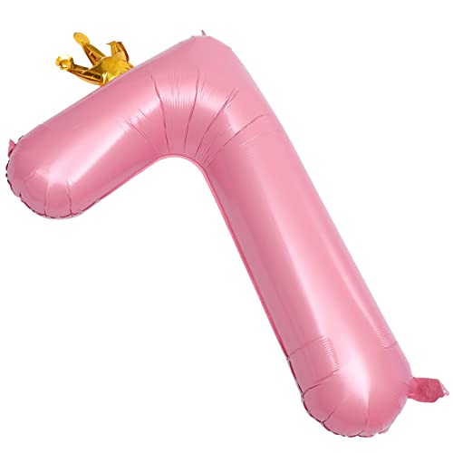 TINEASUR Ballon Mit Kronenzahl Rosa Ballon Geburtstagsballon Rosa Zahlenballons Ballon Für Geburtstagsfeier Riesiger Zahlenballon Dekoschild Zum 7. Geburtstag Hochzeitsballon Aluminiumfolie von TINEASUR