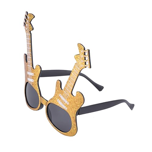 TINEASUR Gitarre Kostüm Brille Gold Für Nacht Partys Lustige Scherzbrille Und Photobooth Requisiten Ideales Gastgeschenk Und Party Dekoration Für Weihnachten Und Neujahr von TINEASUR