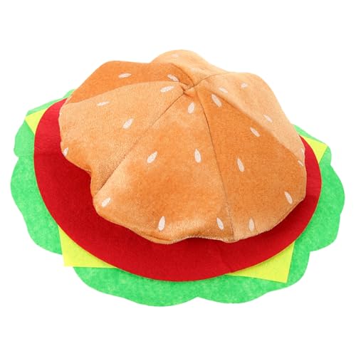 TINEASUR Hamburger Hut Partykostüm Hut Burger-hut-requisite Partyhut Essenskostümhüte Burger-barett Dummer Hut Cheeseburger-hut Lustige Verrückte Hüte Hut-dekor Polyester von TINEASUR