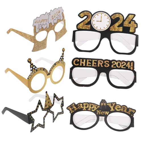 TINEASUR Happy New Year Partybrillen 2024 Bunte Fotorequisiten Für Silvesterfeiern Lustige Brillen Für Cosplay Und Partys Perfekte Accessoires Für Neujahrsfeiern von TINEASUR