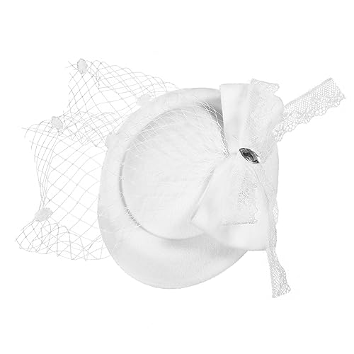 TINEASUR Hüte Für Frauen Zarter Hut Fascinator-hut Fascinator-hüte Für Die Hochzeit Neuheit-fascinator-hüte Damen-fascinator-hüte Dekorative Damenhüte Dekorativer Hut Gazehut Weiß Wolle von TINEASUR