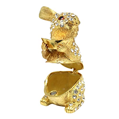 TINEASUR Kasten Barren Kaninchen Dekorative Box Tier Schmuckschatulle Eheringhalter Für Den Schreibtisch Hasenfigur Statue Ohrringe Schmuck Organizer Emaille-ring Legierung Golden von TINEASUR