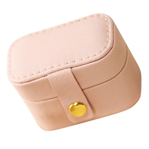 TINEASUR Kasten Mini Ring Box Neon-accessoires Tragbare Schmuckschatulle Reisen Mini-stepper Elegante Ringhalterung Praktischer Ringhalter Ringständer Leder Rosa von TINEASUR