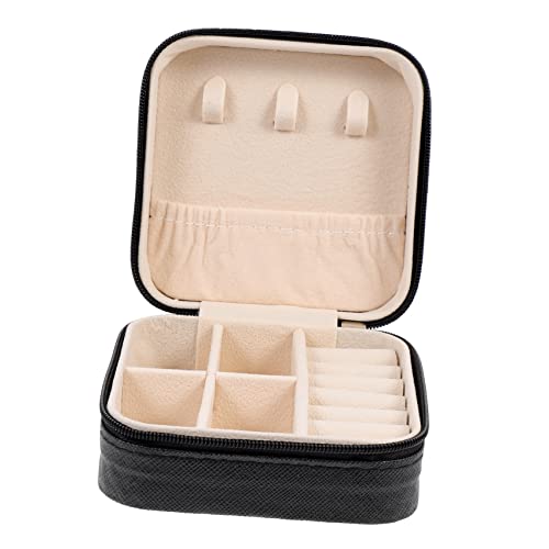 TINEASUR Kasten Schmuckkästchen Schmuck für Damenringe Schmuckorganisator für travel schmuckbox travel jewelry case reise schmuckschatulle Schmuckbehälter PU- Black von TINEASUR