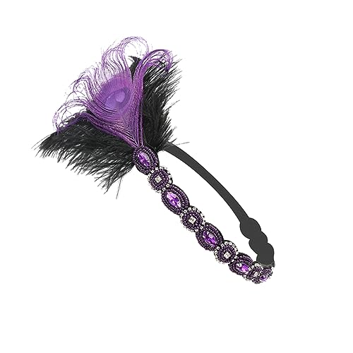 TINEASUR Pfauenfeder-stirnband Make-up-haarband Haarschmuck Für Den Abschlussball Haarschmuck Für Damen Haarschmuck Für Mädchen Haarbänder Für Mädchen Flapper-fascinator-stirnband Violett von TINEASUR