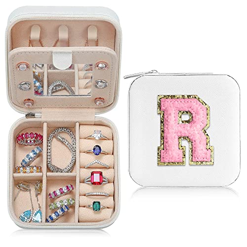 TINGN Schmuck Organizer Box, kleine Schmuckschatulle für Frauen und Mädchen, Initiale R, Reise Schmuckkästchen, kleine Schmuck Organizer Box, Reise Schmuckkästchen, Schmuckkästchen Organizer von TINGN