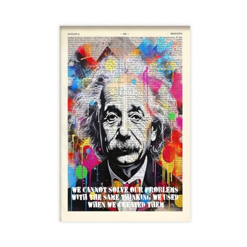 TINGTOEO Albert Einstein 2 Leinwand-Poster, Wandkunst, Dekordruck, Gemälde für Wohnzimmer, Schlafzimmer, Dekoration, ungerahmt, 60 x 90 cm von TINGTOEO